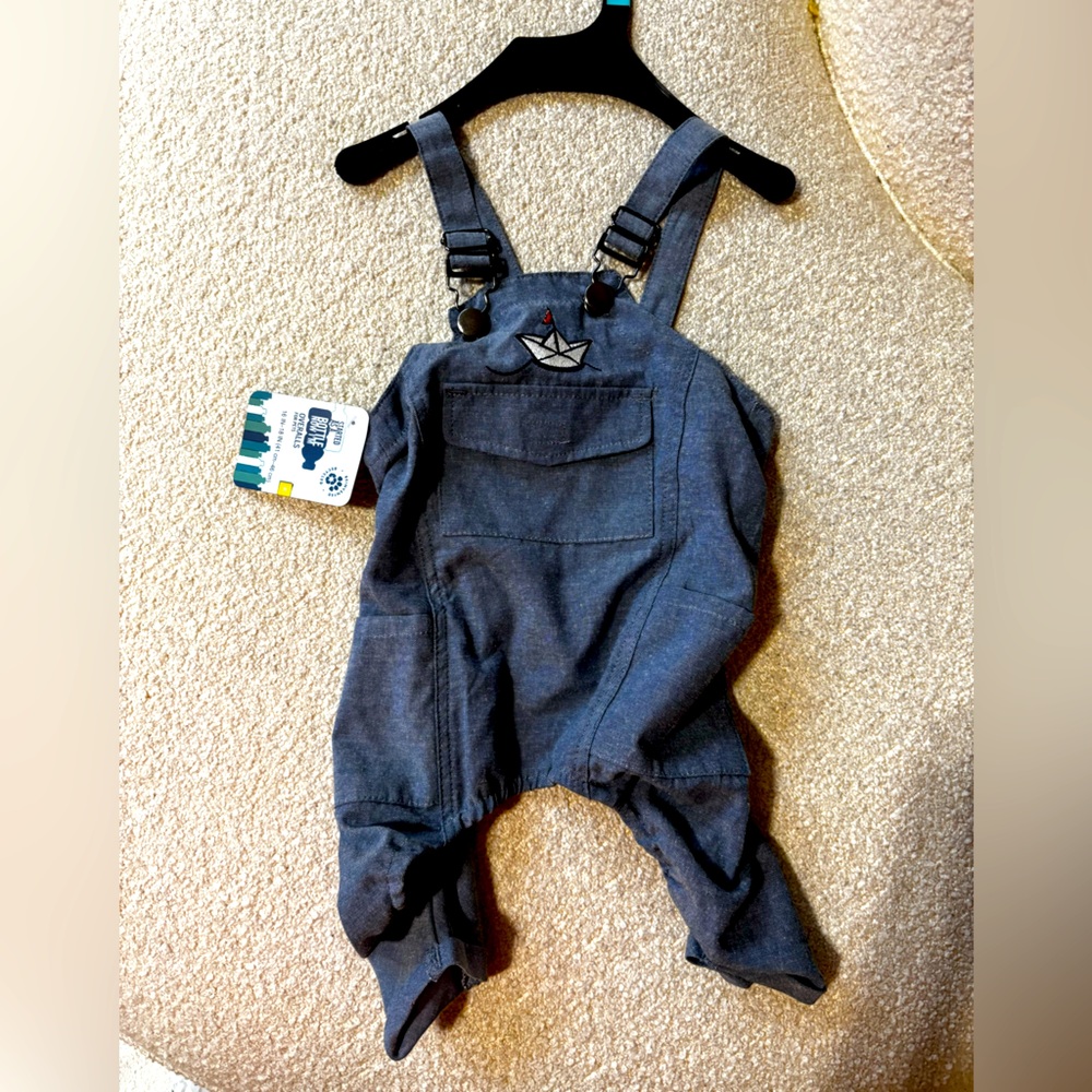 NWT Pet Overalls in Denim Linen Fabric